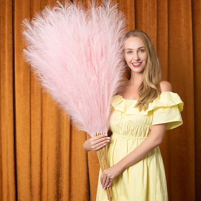 EVODIS Faux Pampas Grass 6 Stems, Artificial Pampas Grass by EVODIS