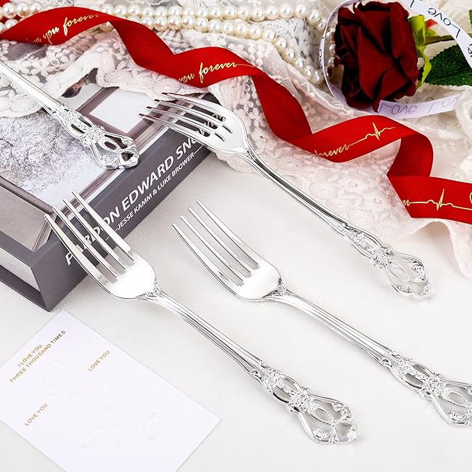 30PCS Silver Plastic Forks - Image 8