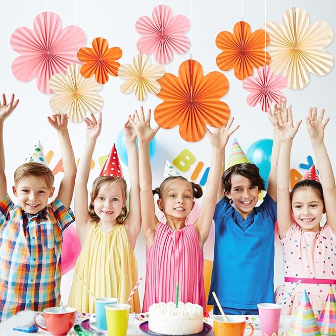 Paper Flowers Decorations for Wall Orange Paper Fans Classroom Decoration Paper - Image 7