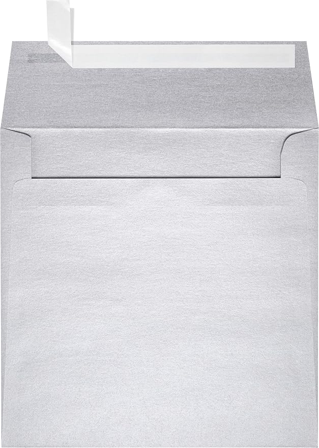 LUXPaper Square Invitation Envelopes | Peel & Press | 6" x 6" | Silver Metallic by LUXPaper