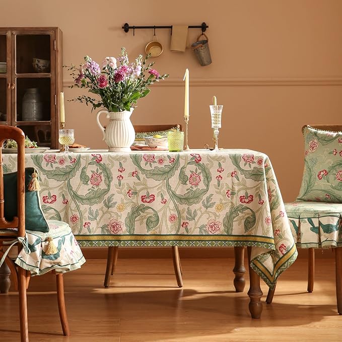 patdrea Designer French Vintage Rectangle Tablecloth, Decoration Floral Table - Image 2
