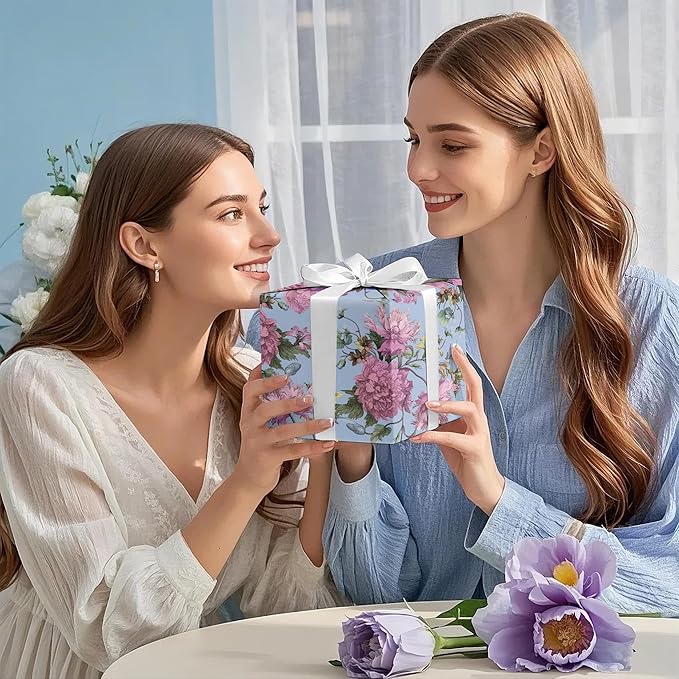 WRAPAHOLIC Kraft Floral Wrapping Paper Roll - Image 6