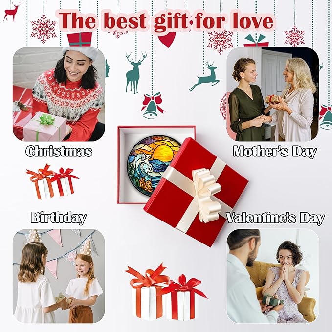 Stained Glass Window Hanging, Men Mom 11.8 in - Image 4