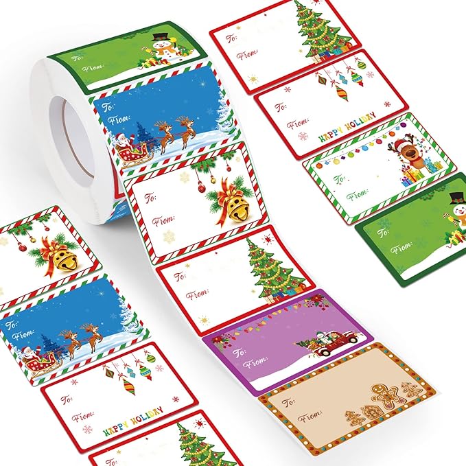 Zonon 720 Pieces Self Adhesive Christmas Gift Tag Xmas Kraft Name Tags Natural by Zonon