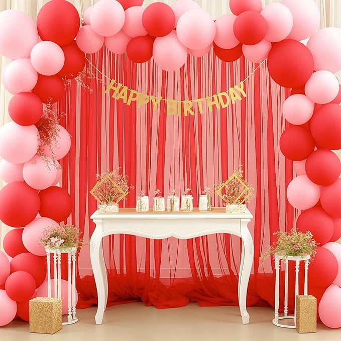 20ft X 10ft Red Tulle Backdrop Curtain - Image 2