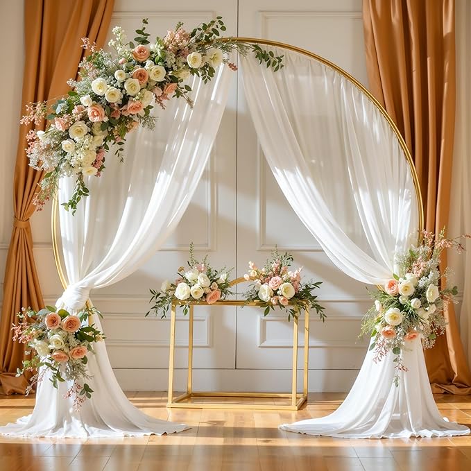 PARTISKY Wedding Arch Draping Fabric, 1 Panel 18FT White Drapes Chiffon Fabric - Image 8