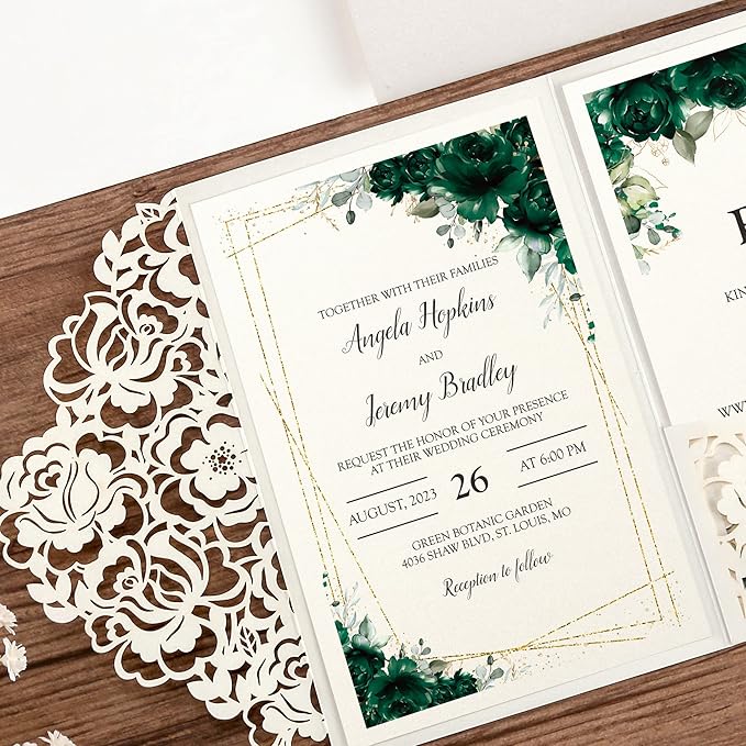 DORIS HOME 50pcs Laser Cut Wedding Invitations - Image 7