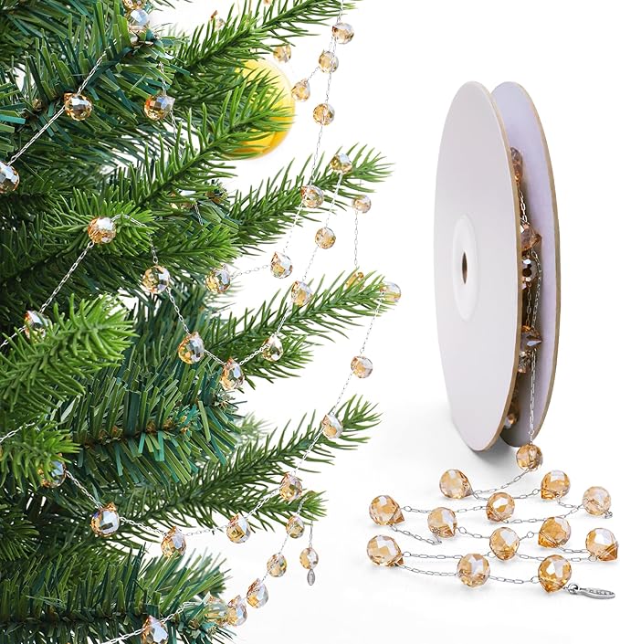 Christmas Garland, 9.8Ft Crystal Glass Beads Strands by Lumiti