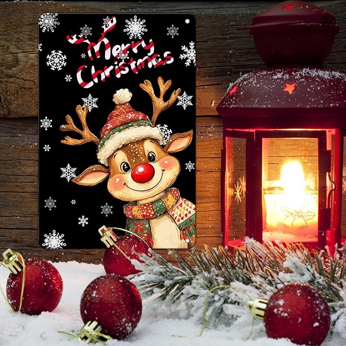 Christmas Reindeer Metal Tin Sign - Image 5