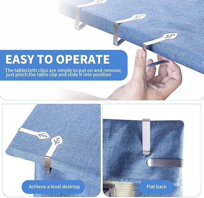 Tablecloth Clips 12 Pack, Heavy Duty Stainless Steel Picnic Table Cloth Holder - Image 4