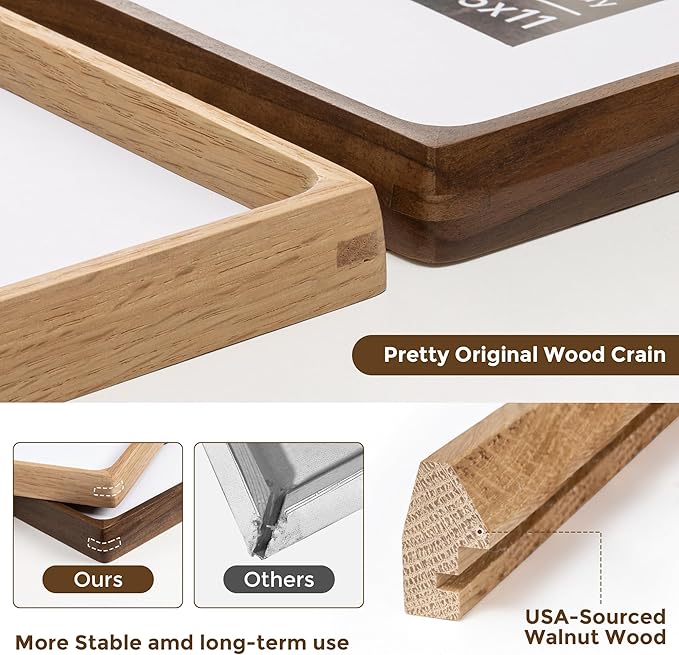 12x18 Frame USA-Sourced Natural Oak Wood Solid Wood Photo Frame Handcrafted - Image 3