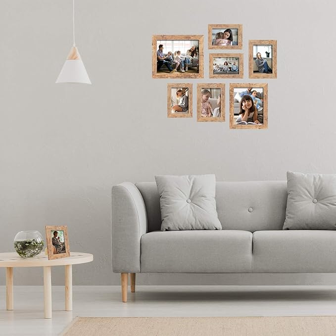 4x6 Picture Frame Set of 4, High Definition Real Glass Rustic Brown Frame - Image 6