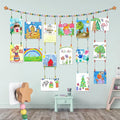 Kids Artwork Display Art Wall Decor 4.93ft Boho Wooden Beaded Garland Collage by KOLLIEE
