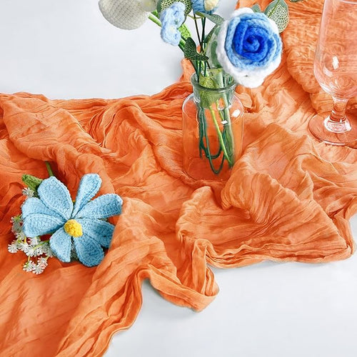 10-Pack Orange Cheesecloth Table Runners – 10FT Boho Rustic Gauze Fabric Cheese - Image 2