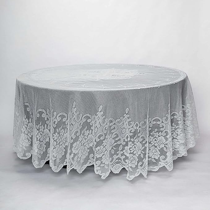 Tableclothsfactory 120" Ivory Premium Lace Round Tablecloth - Image 3