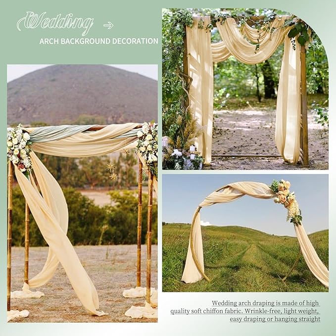 4 Panels Wedding Arch Draping Fabric, Sheer Chiffon Curtain Arbor Drapery - Image 7