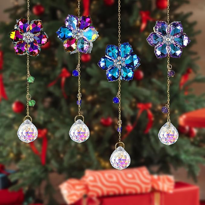 HDCRYSTALGIFTS 4pcs Crystal Flower Suncatchers - Image 8