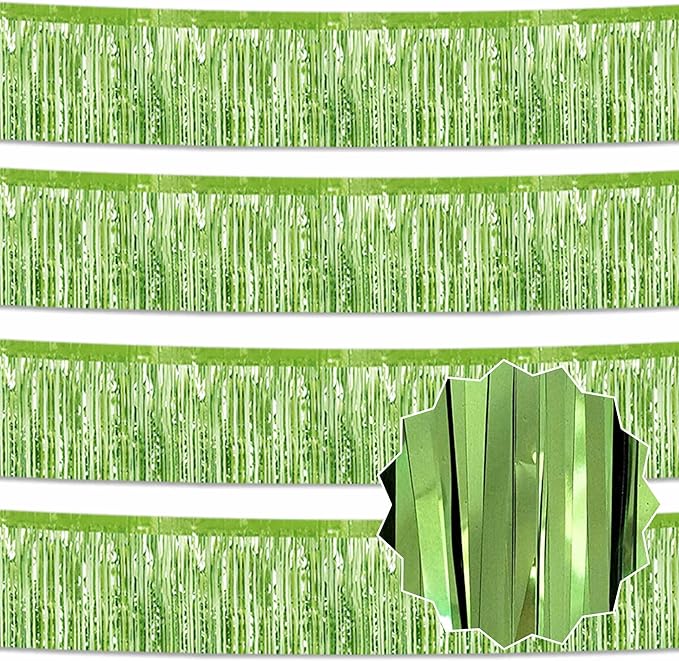 4 Pack 10 Ft Light Green Foil Fringe Garland Metallic Streamers Tinsel Banner by LANTIANCHEN