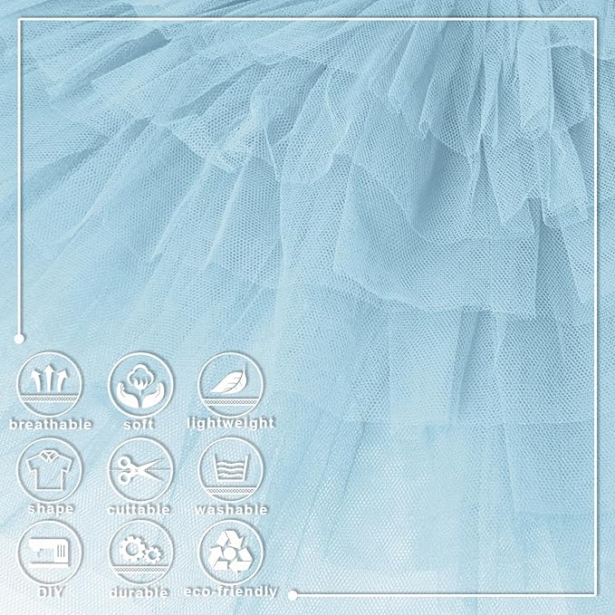 Light Blue Tulle Fabric Roll 6 Inch X 300 FT Matte Tulle Ribbon Netting Mesh - Image 3