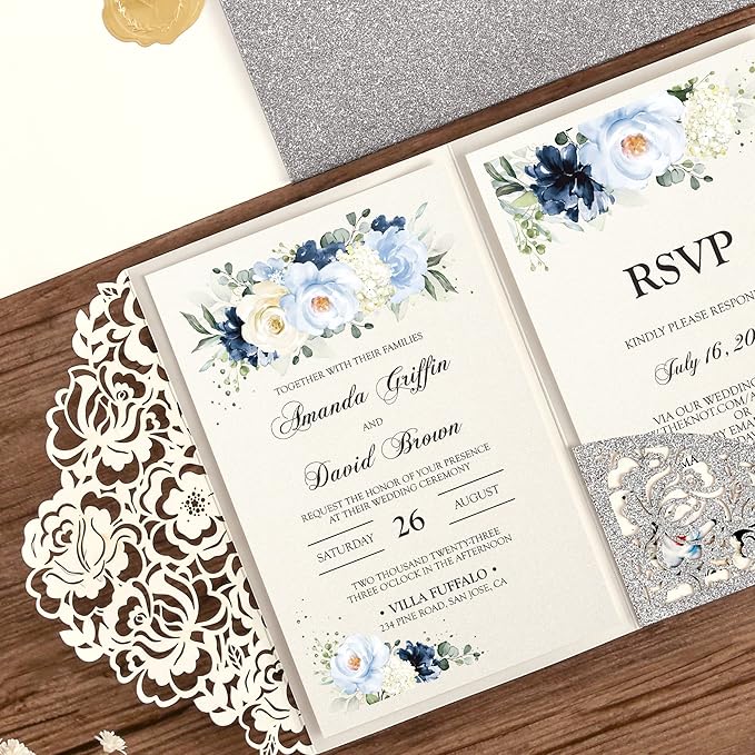 DORIS HOME 50pcs Laser Cut Wedding Invitations - Image 7