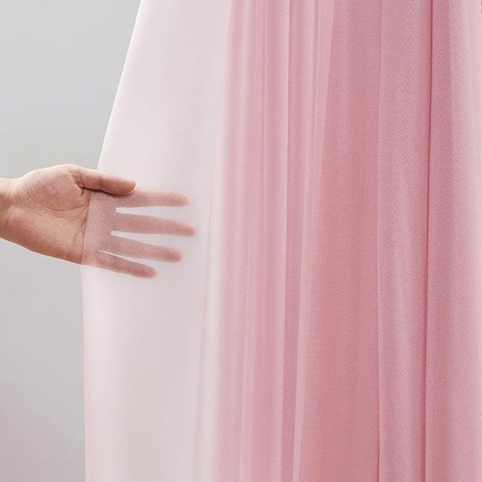 Wedding Arch Draping Fabric, 2 Panels 30" x 20Ft Dusty Rose Sheer Curtain - Image 3