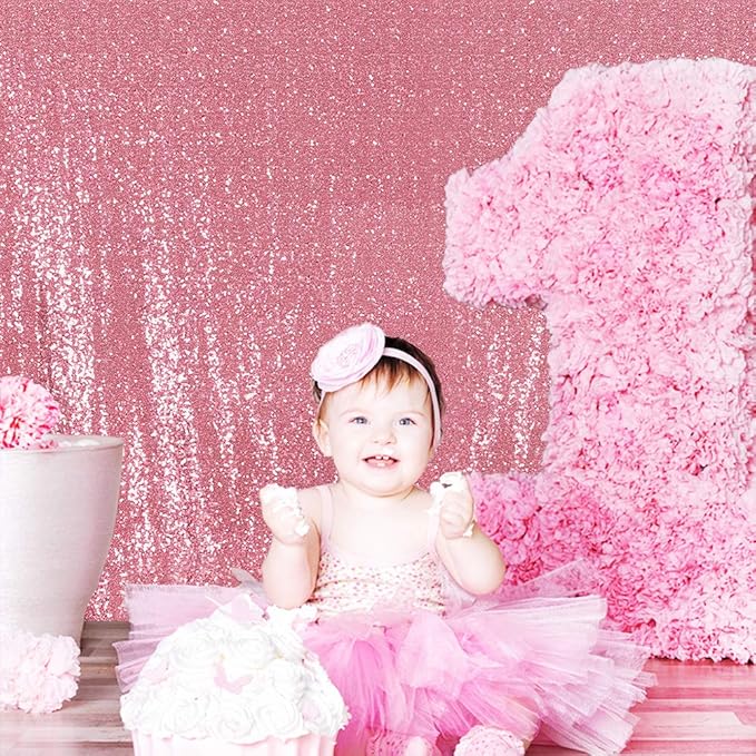 Poise3EHome Fuchsia Pink Sequin Backdrop, 6Ft x 8Ft Glitter Photography - Image 4