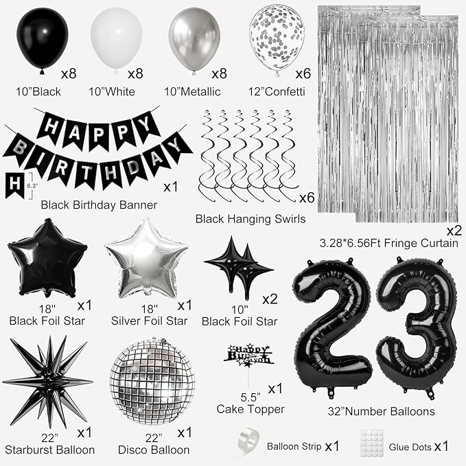 23rd Birthday Decorations for Men Women, Fringe Curtains Kit - Image 2