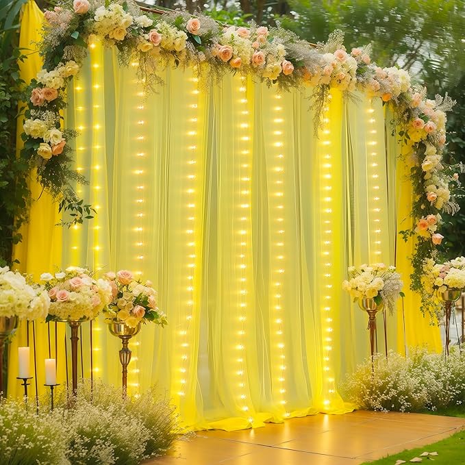 10×10ft Yellow Tulle Backdrop Curtain - Image 3