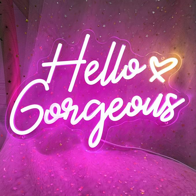 Hello Gorgeous Neon Signs Hello Gorgeous Wall Decor, Hello Gorgeous Bathroom - Image 3