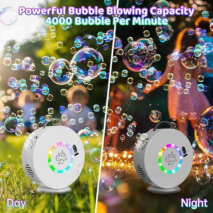 Bubble Machine for Kids Toddlers, 90° 360° Auto Rotatable Portable Bubble Maker - Image 3