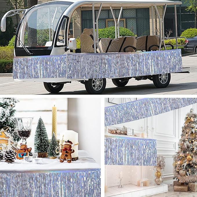 Laser Silver Birthday Decorations Tinsel Garland Parade Float Decorations - Image 4