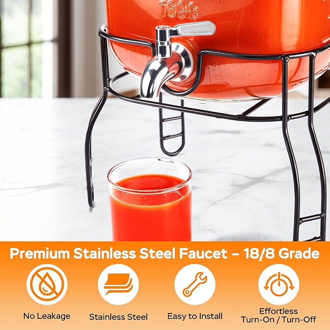 2 Gallon Glass Drink Dispenser for Parties, Beverage Dispenser - Image 5