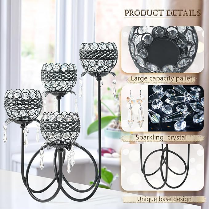 4 Arms Crystal Candelabra Tealight Holder - Image 3