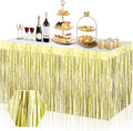 3 Pack 29x108 Inch Light Gold Foil Fringe Table Skirts Metallic Banner by Ferwzsr