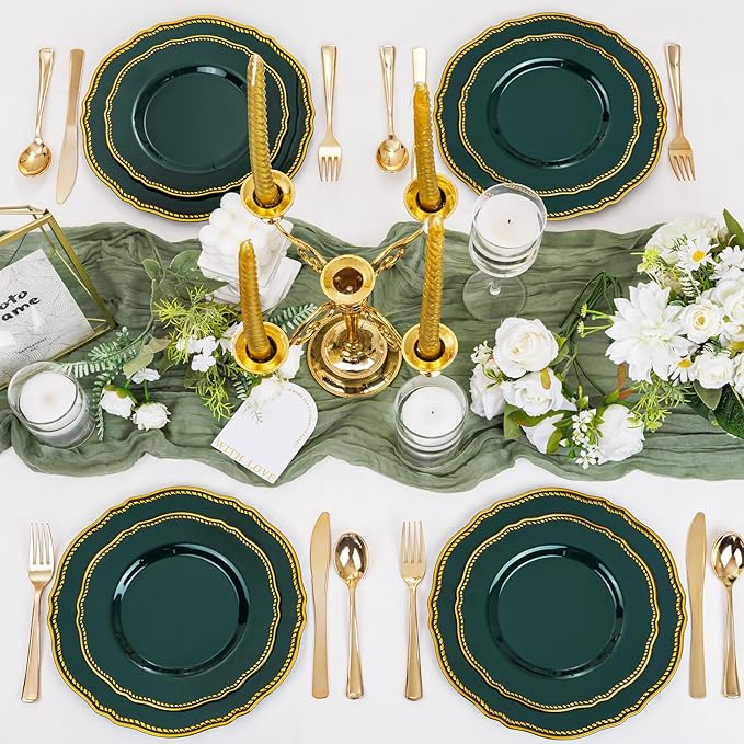 Hioasis 60pcs Green Plastic Plates - Image 8