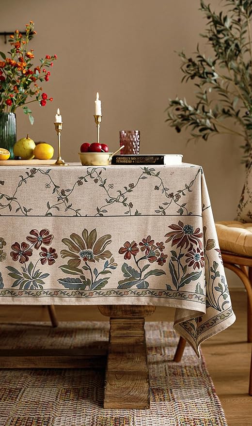 patdrea Designer Vintage French Small Square Tablecloth, Fall Country - Image 8
