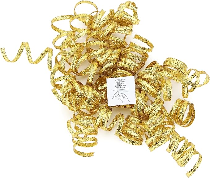 6" Metallic Gold Christmas Curly Ribbon Bows - Image 7