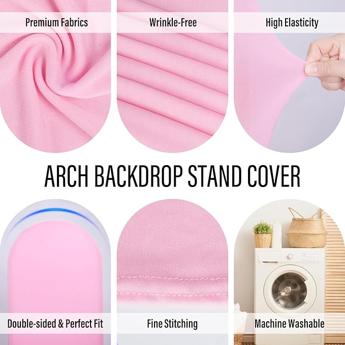 LEBENGURU Upgraded 6FT Wedding Arch Cover, Light Pink Spandex Fitted Arch - Image 3