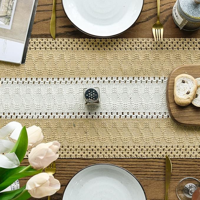 Artoid Mode Burlap Brown Farmhouse Rustic Table Runner, Seasonal Hollow Kitchen - Image 4