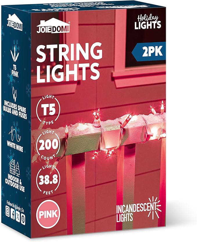 Joiedomi Christmas String Lights Indoor, 200 Mini Pink Light, 42.8 FT Lighting - Image 9