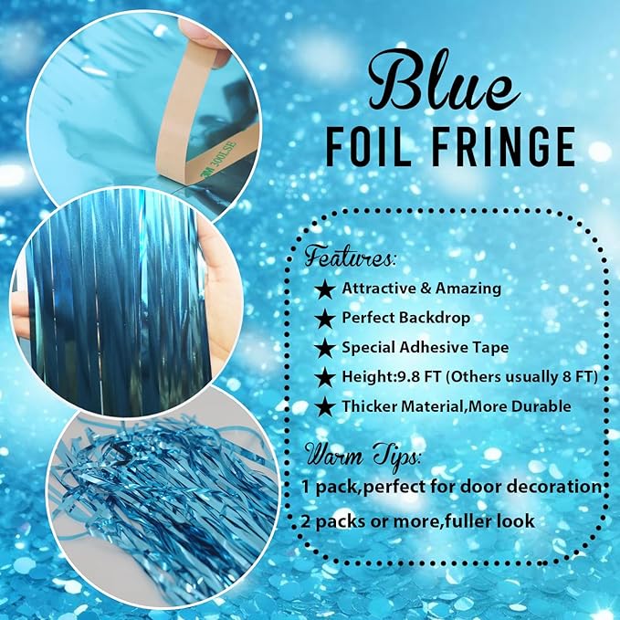 GOER 3.2 ft x 9.8 ft Metallic Tinsel Foil Fringe Curtains Party Photo Backdrop - Image 2