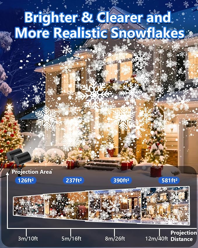 Christmas Projector Lights Outdoor, 2025 Upgraded Snowflake Double Head - Image 4