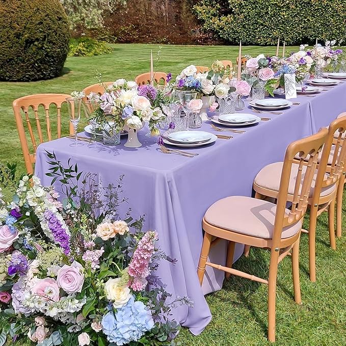 12 Pack 60 x 102 Inch Rectangle Tablecloth Lavender Polyester Tablecloth - Image 7