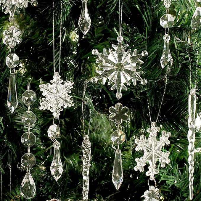 40pcs Christmas Ornaments Set for Tree Decorations- Hanging Acrylic Crystal - Image 3
