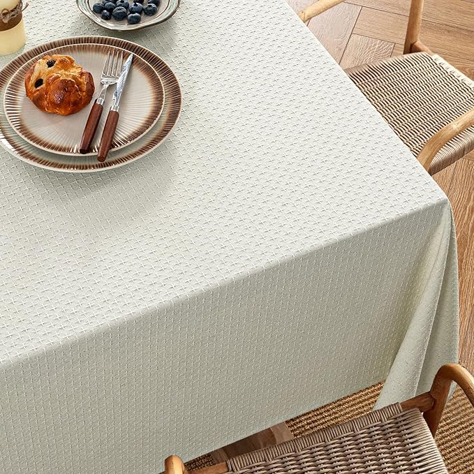 MIULEE Ivory Linen Cottton Table Cloth Rectangle Tablecloth Waterproof - Image 2