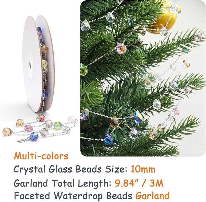 Christmas Garland, 9.8Ft Crystal Glass Beads Strands - Image 2