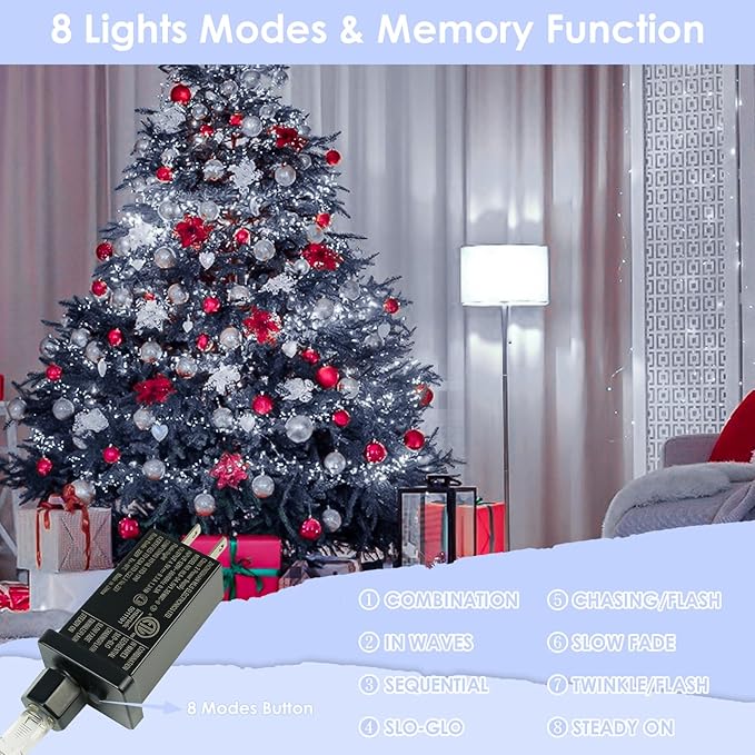 66Ft 200LED Fairy Lights Plug in, Waterproof String Lights Outdoor & Indoor 8 - Image 3