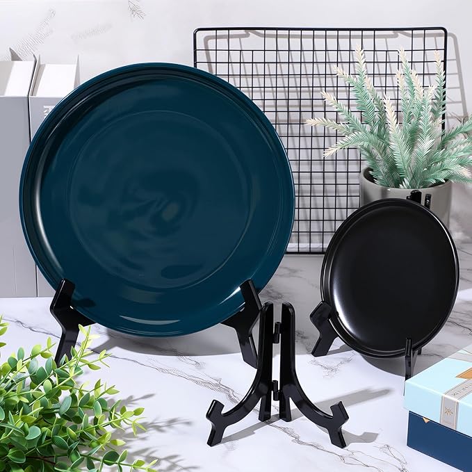 HESTYA 3 Pieces 4.5/7/9.8 Inch Black Acrylic Easels Display Stands Plate Stands - Image 4
