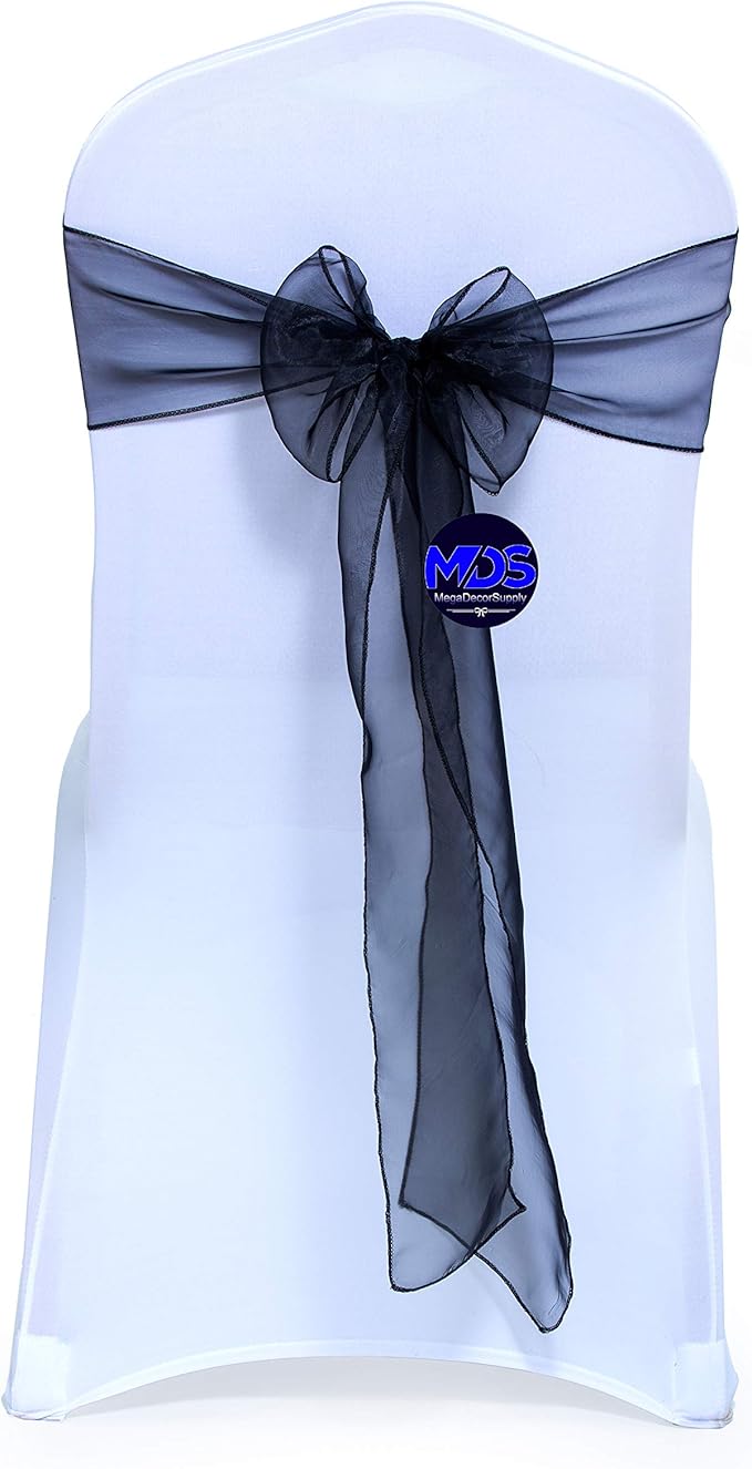 MDS Pack of 300 PCS Organza Chair Sashes Wider Dining Chair Bows Ribbon Tie Back by MDS