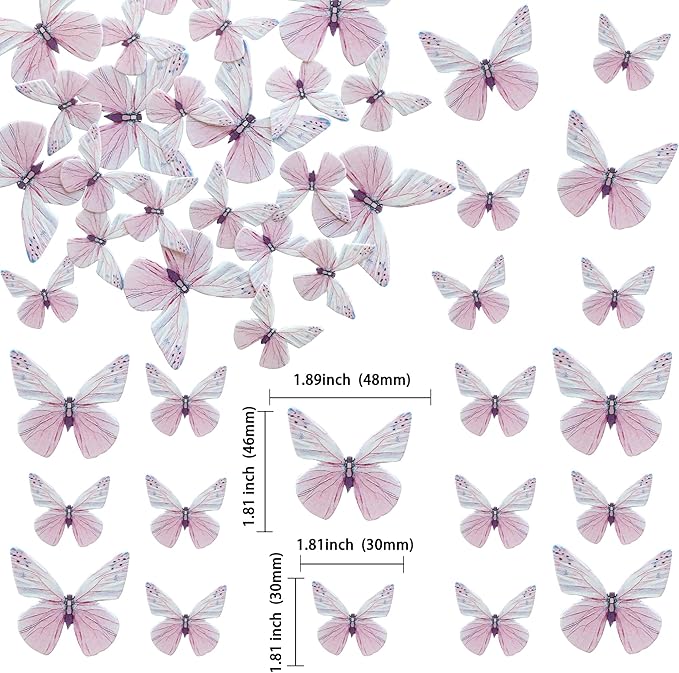 Ephlyn 72Pcs Edible 3D Butterfly Cupcake Toppers Cute Butterfly Picks Realistic - Image 2